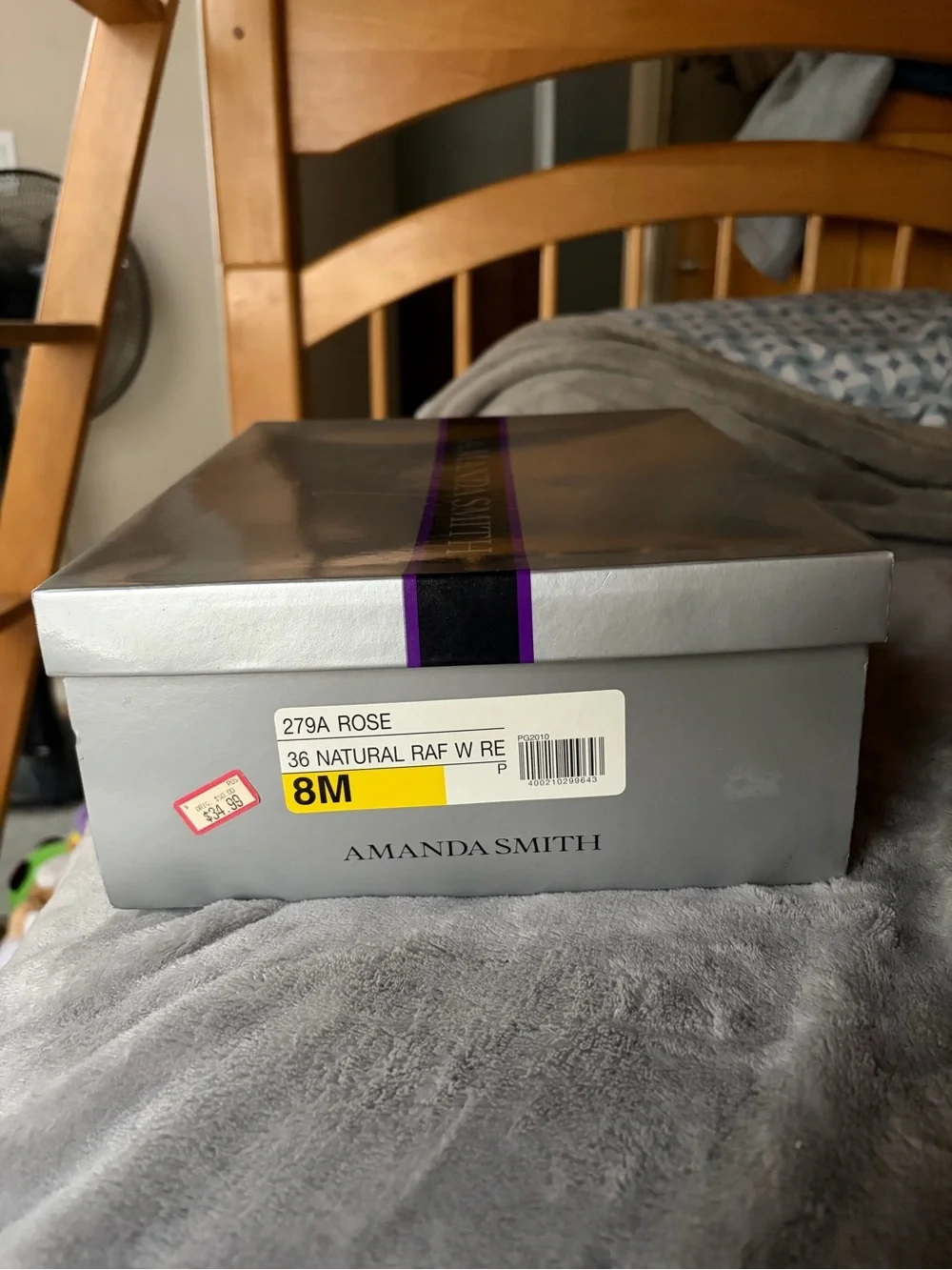 Amanda Smith Silver Shoe Box with Purple Stripe